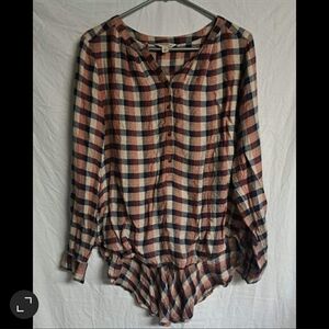 LUCKY Brand Plaid Quarter Button Down Popover